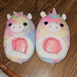 Squishmallows Kids' Esmeralda the Unicorn Plush Slippers - Size 4-5